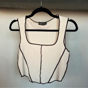 SHEIN Cream & Black Trim Tank